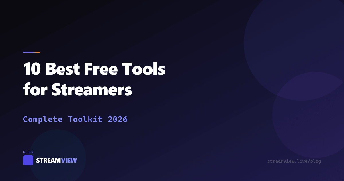 Dashboard showing free streaming tools organized by category for Twitch streamers